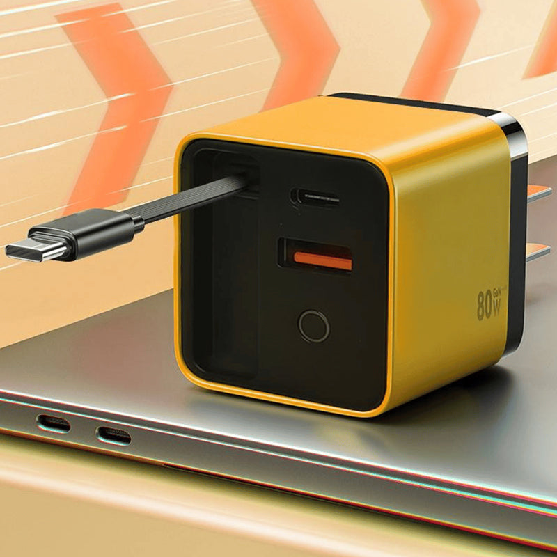 BowLift | 3 in 1 GaN Charger, Scalable 80W MAX fast charger module with Type-C cable and 2 USB ports