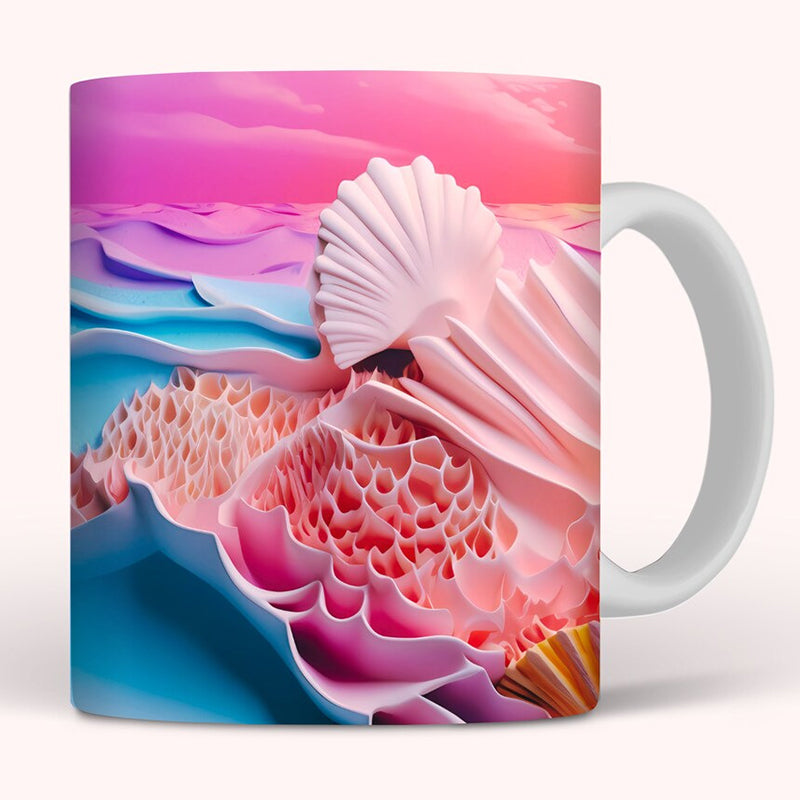 3D Ocean Beach Break Through Theme Coffee Mug | Bowlift