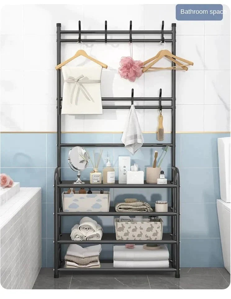 Multifunction 5 Layers Shoe Rack With Clothes Rack Bowlift