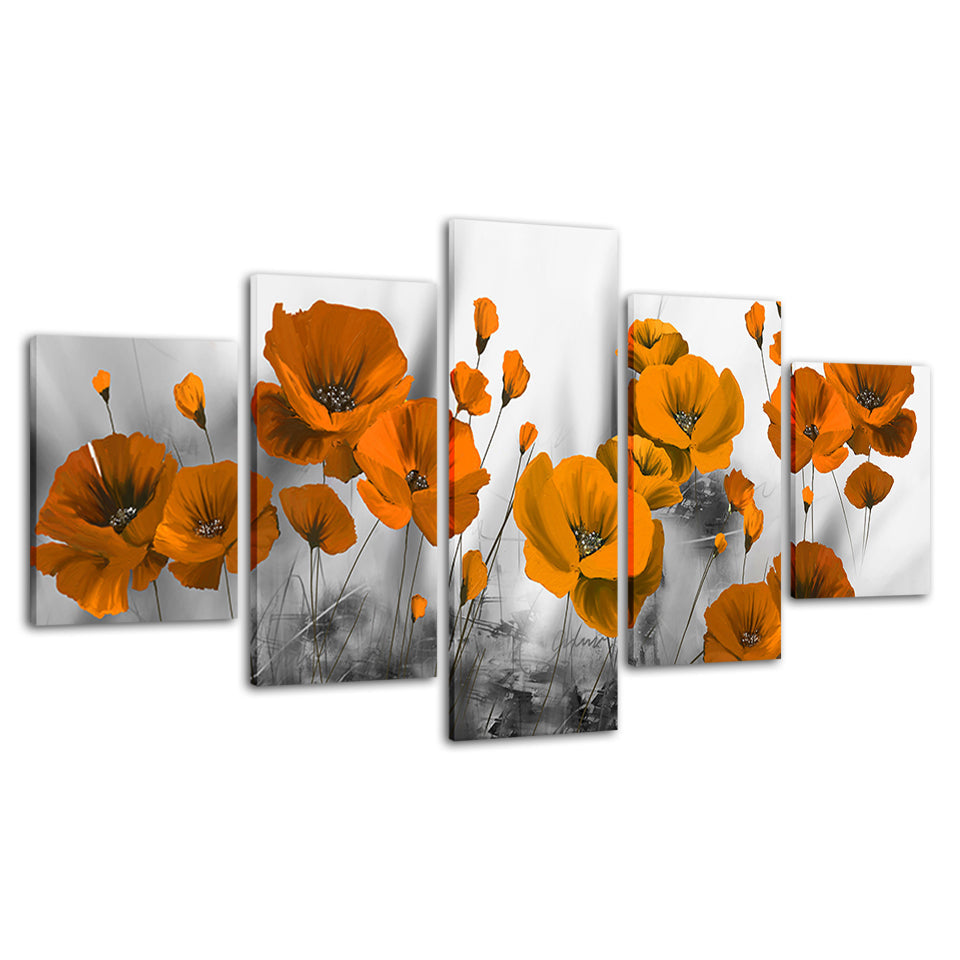 Melancholy Poppies 5 Piece - Canvas Wall Art Painting | Bowlift