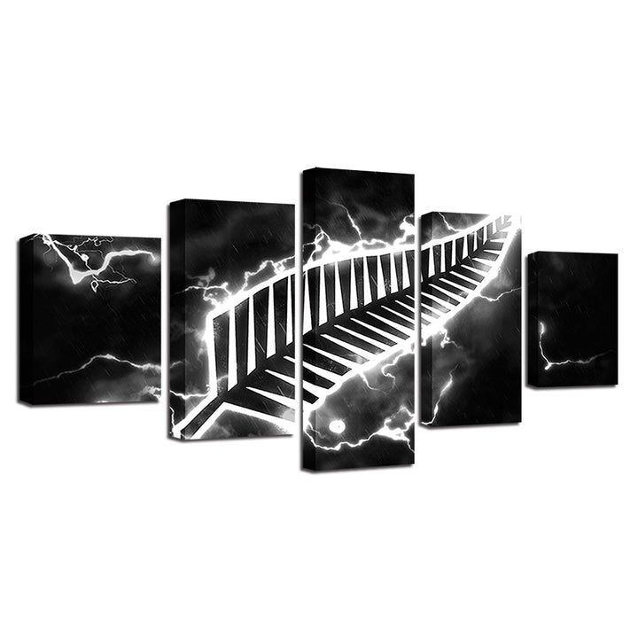 Black Thunder Feather 5 Piece - Canvas Wall Art Painting | Bowlift