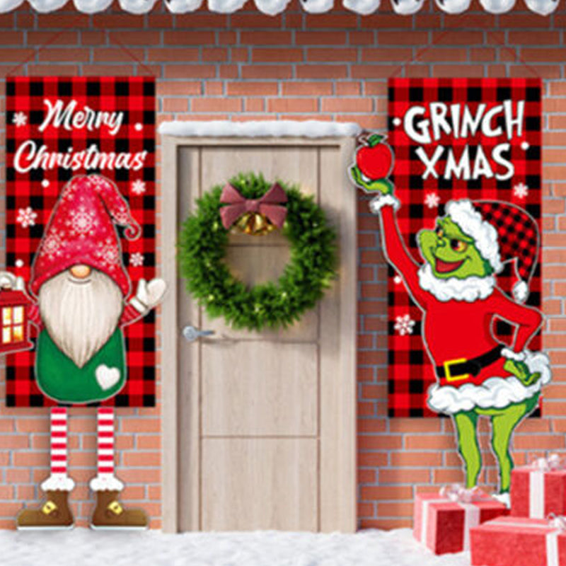 BowLift | Christmas Decoration Hanging Grinch Faceless Doll Door Hanging Flag Garden Flag