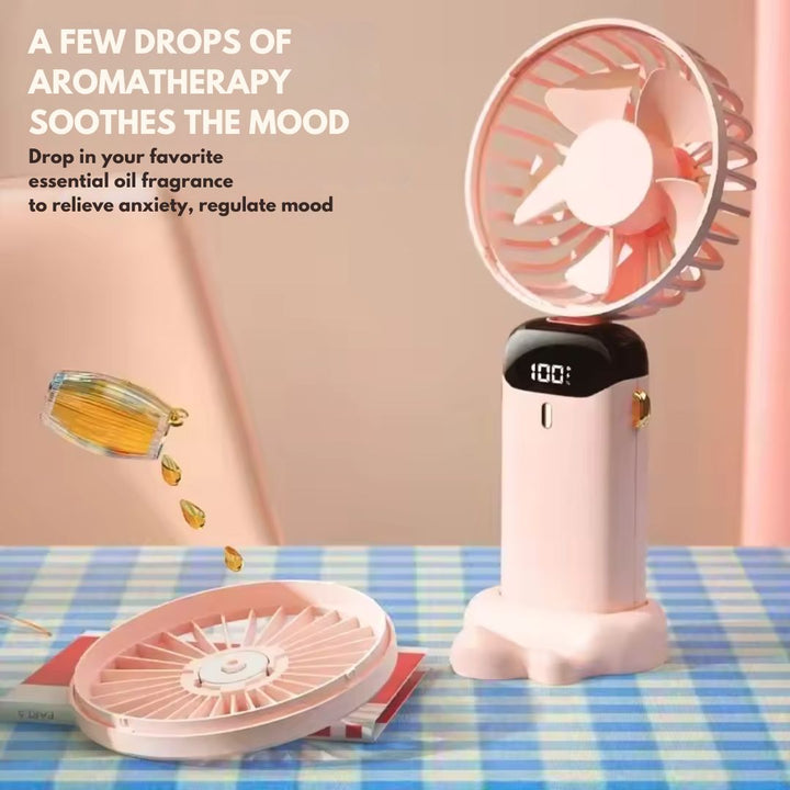 BowLift | Rechargeable Handheld Mini Fan | 5-Speed, 90-Degree Adjustable & Quiet for Office, Home & Outdoor Use