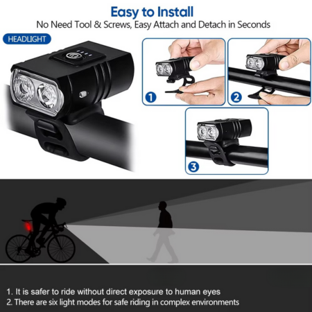 BowLift | USB-C Rechargeable LED Bike Headlight – Easy-Mount Front Light for Road & Mountain Bikes