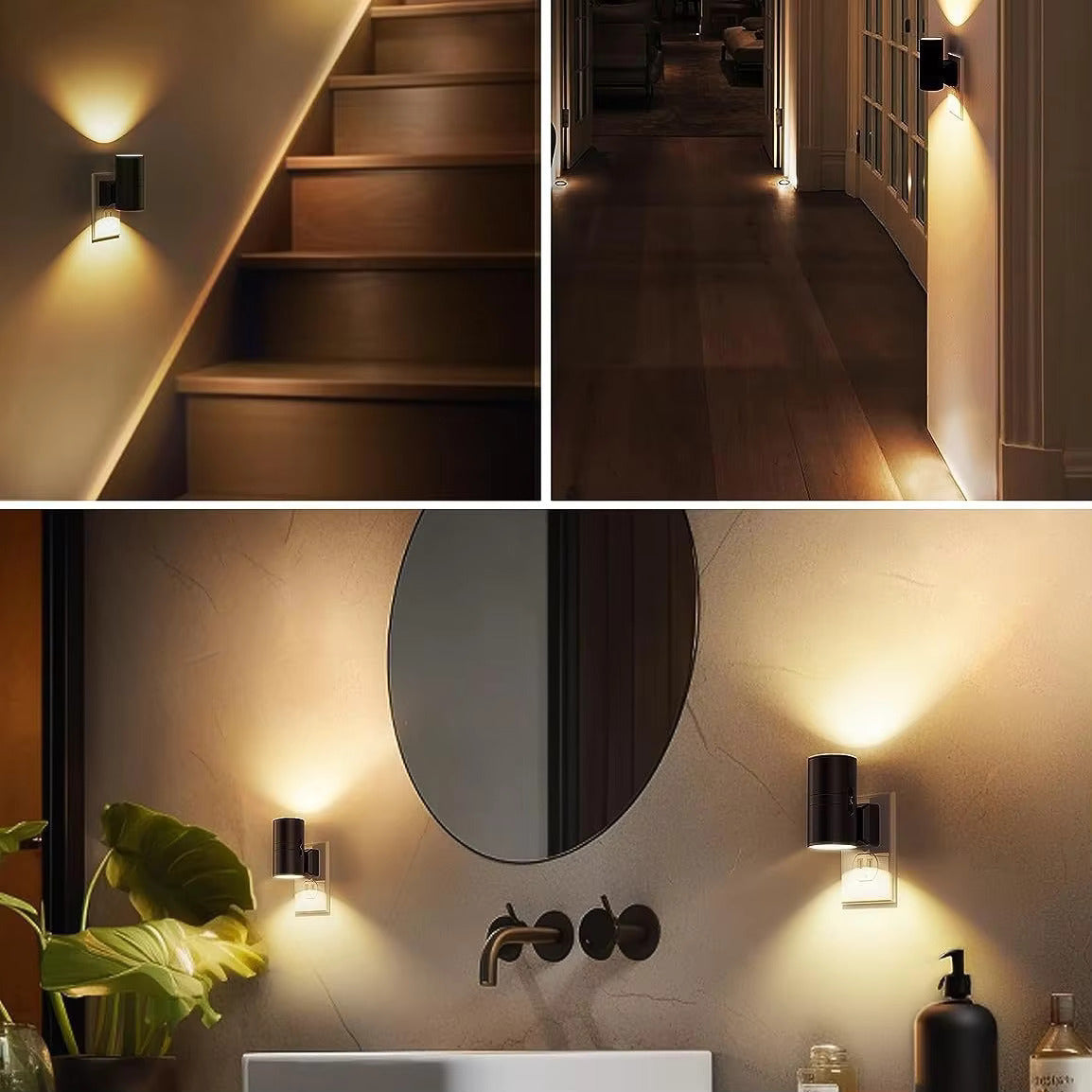 BowLift | Luxury Plug-In Ambient Night Light – Dimmable LED Wall Light with Sensor (3000K Warm Glow)