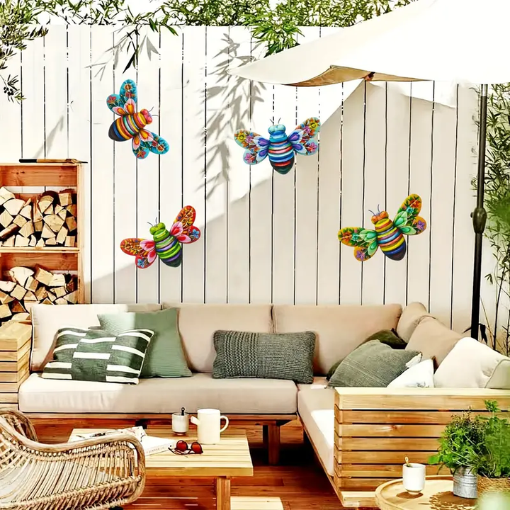 BowLift | Iron Bee Art Sculpture Hanging Wall Decorations for Garden