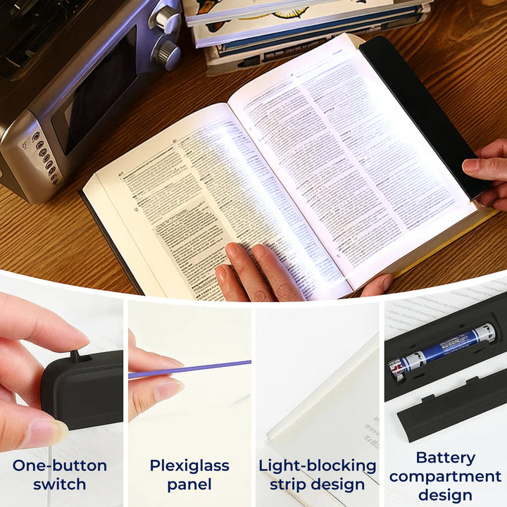PageGlow | Flat LED Book Light – Glare‑Free Full‑Page Illumination – Slim Portable Design – Eye‑Care for Travellers & Bedtime Readers Bowlift