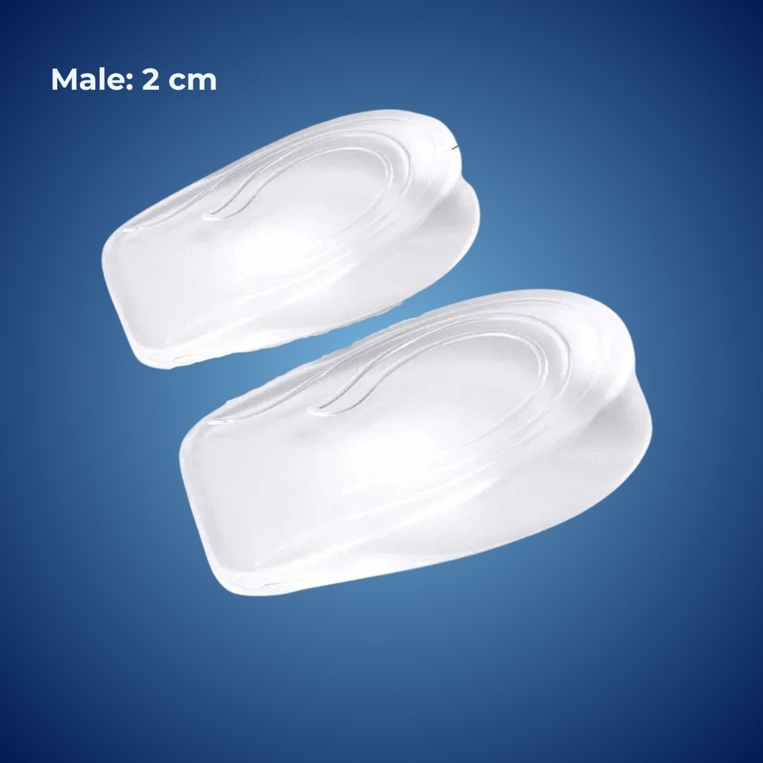 LiftComfort Silicone Gel Heel Lifting Inserts | Height Increase - Pain Relief for Plantar Fasciitis - Shock Absorption - Better Posture Bowlift