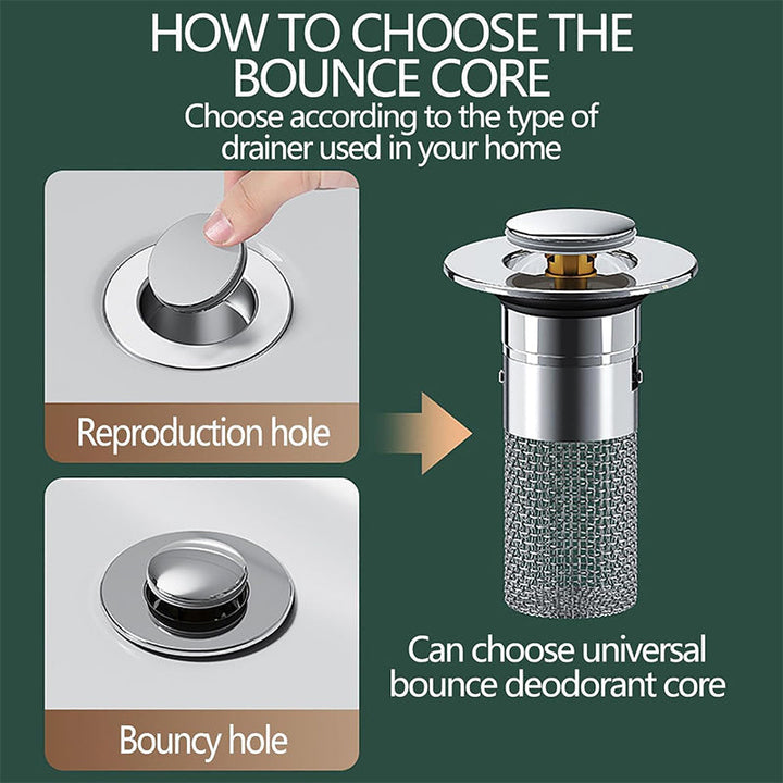 Stainless Steel Sink Drain Strainer Hair Catcher,  Bounce Floor Drain Filter | Bowlift