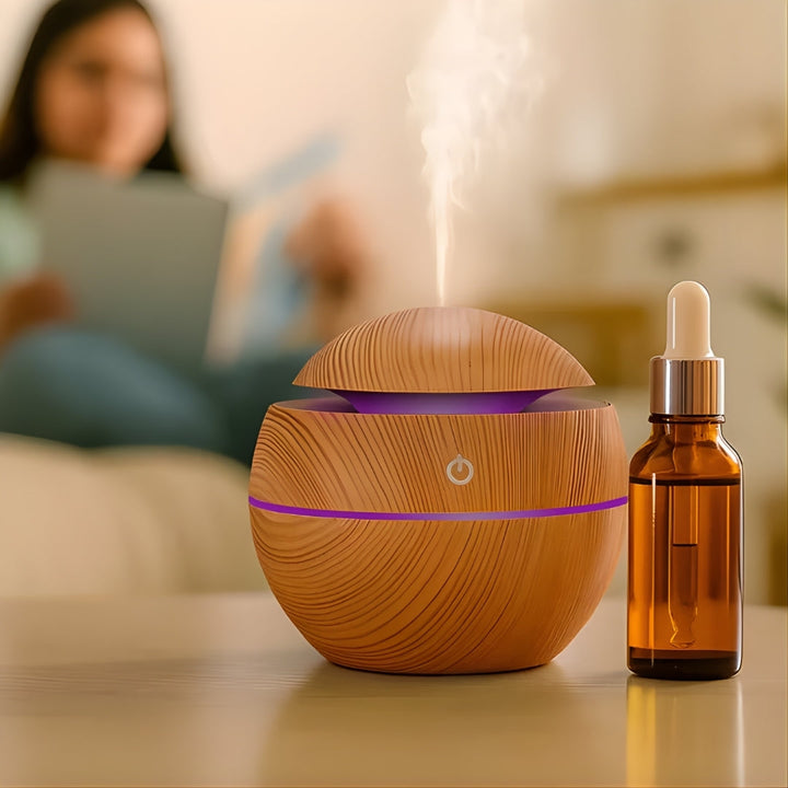 Gentle Quiet Mist & LED Night-Light – Wood Finish – Relieve Dry Air Improve Sleep Boost Comfort Bowlift