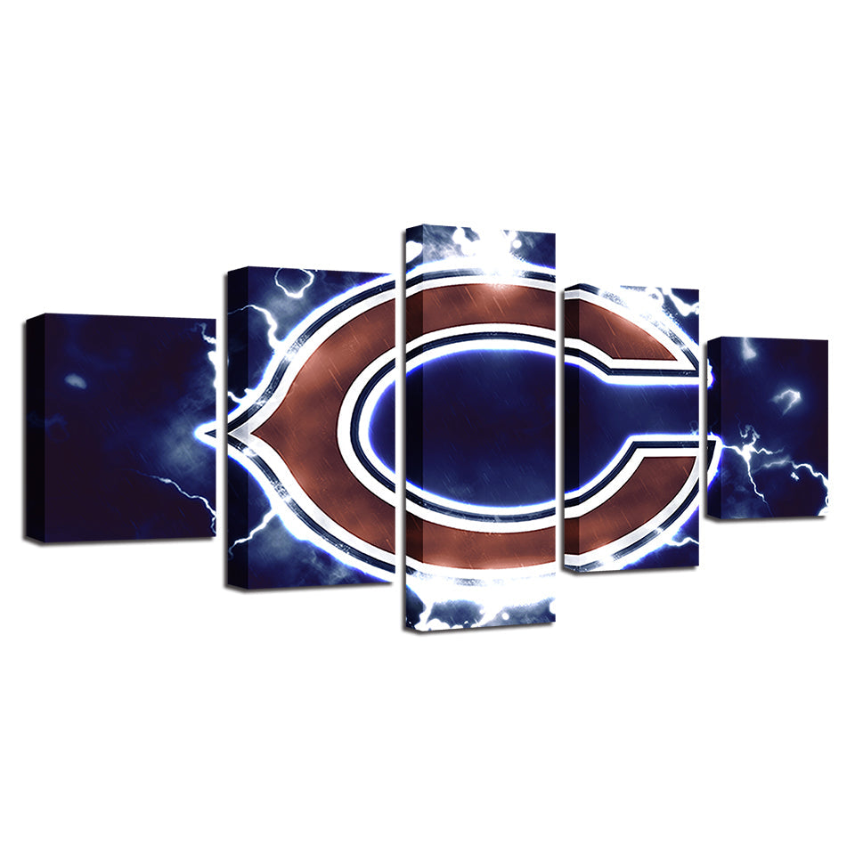Charged Chicago Bears 5 Pieces-Canvas Wall Art Painting | Bowlift