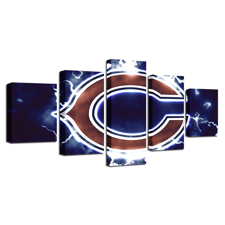 Charged Chicago Bears 5 Pieces-Canvas Wall Art Painting | Bowlift