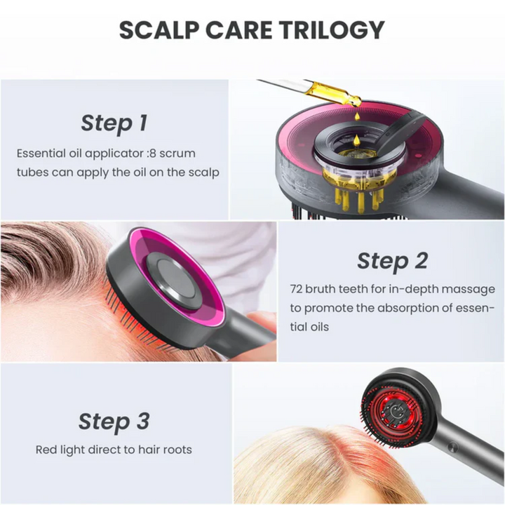 BowLift | Scalp Massaging Brush with Red Light Therapy | Promotes Hair Growth & Relieves Scalp Tension for Healthier Hair