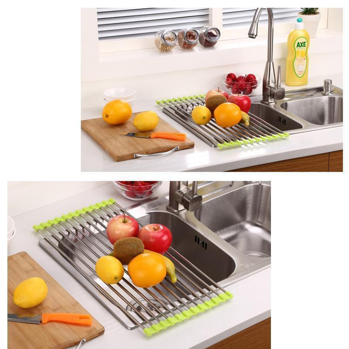 Stainless Steel Roll Up Dish Drying Rack, Foldable | Bowlift
