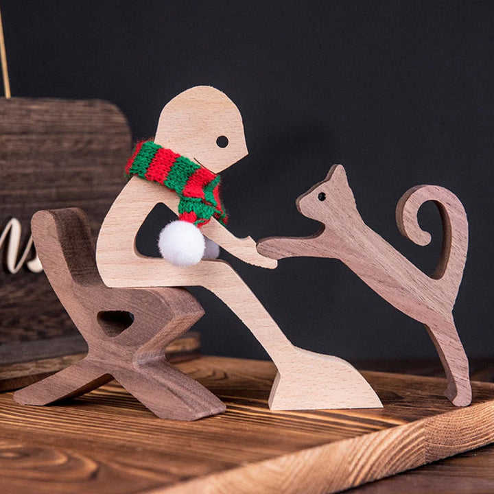 Gift For Pet Lovers - Wood Sculpture Table Ornaments - The Love Between You And Your Fur-Friend | Bowlift