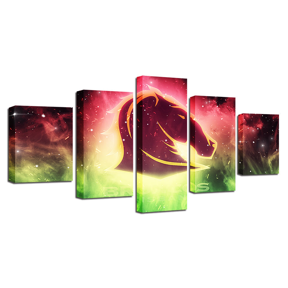 Raving Broncos 5 Piece - Canvas Wall Art Painting | Bowlift