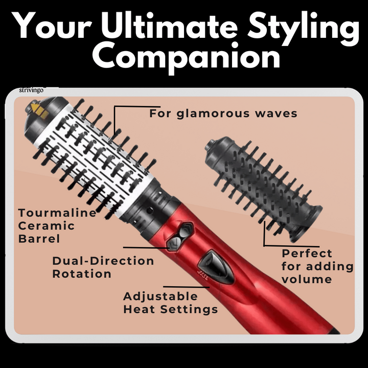BowLift | 3-in-1 Rotating Hair Dryer and Styler with Adjustable Temperature for Effortless Curls and Waves