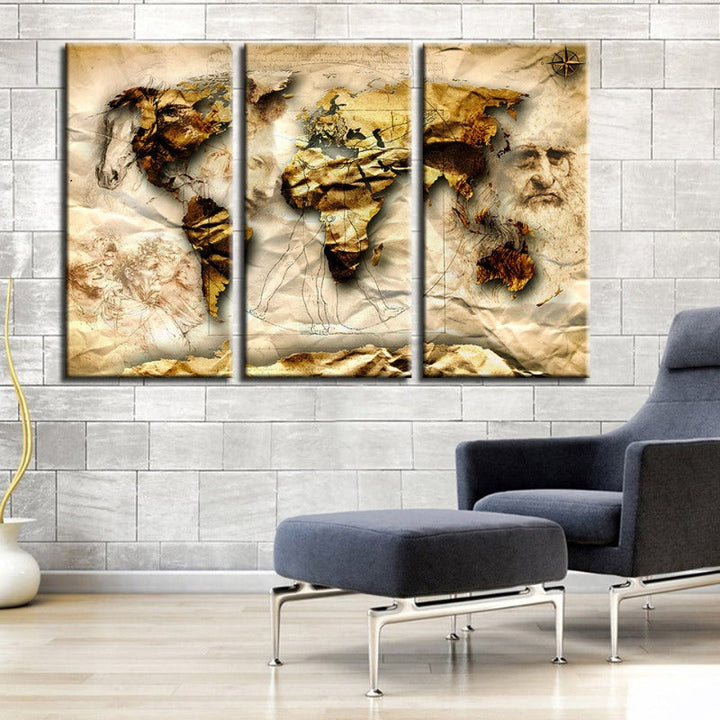 Beautiful Old World Classic World Maps - Canvas Wall Art Painting | Bowlift