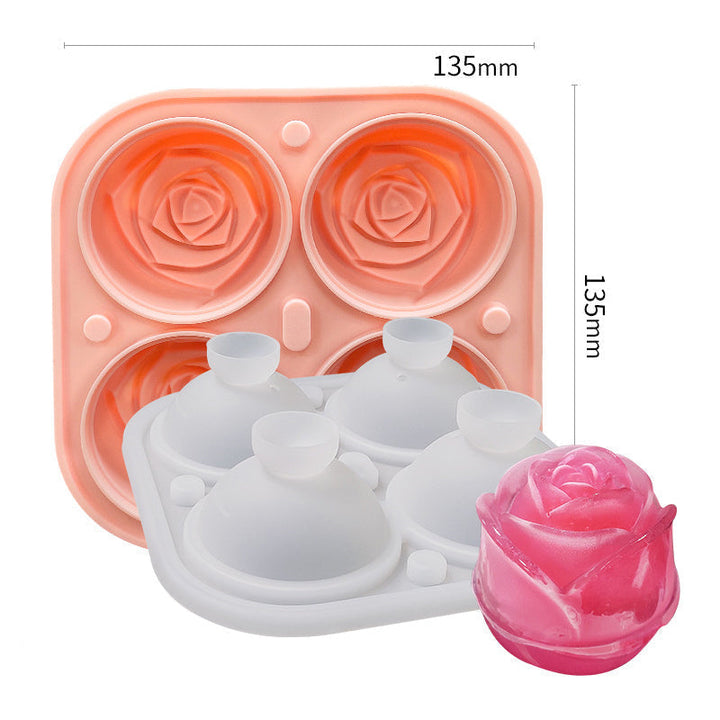 4-Compartment Large Rose Ice Cube Mold | Bowlift