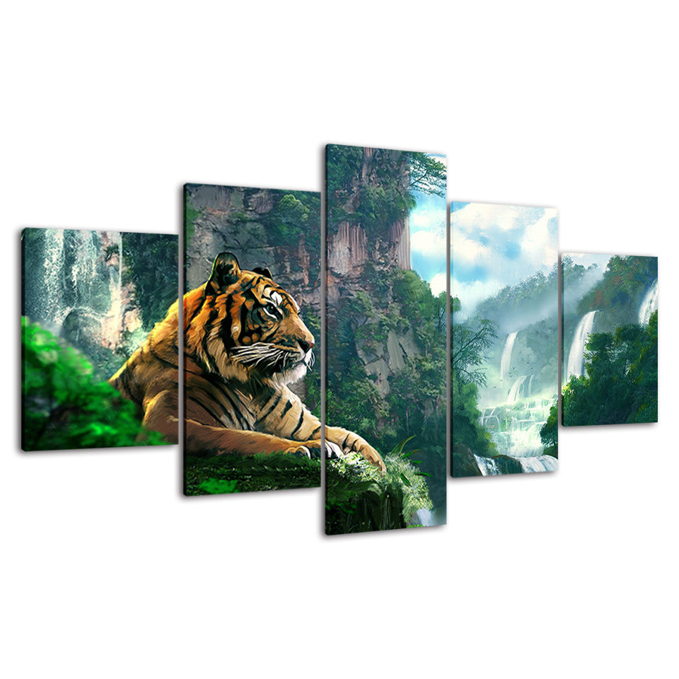 Perched Tiger - Canvas Wall Art Painting | Bowlift