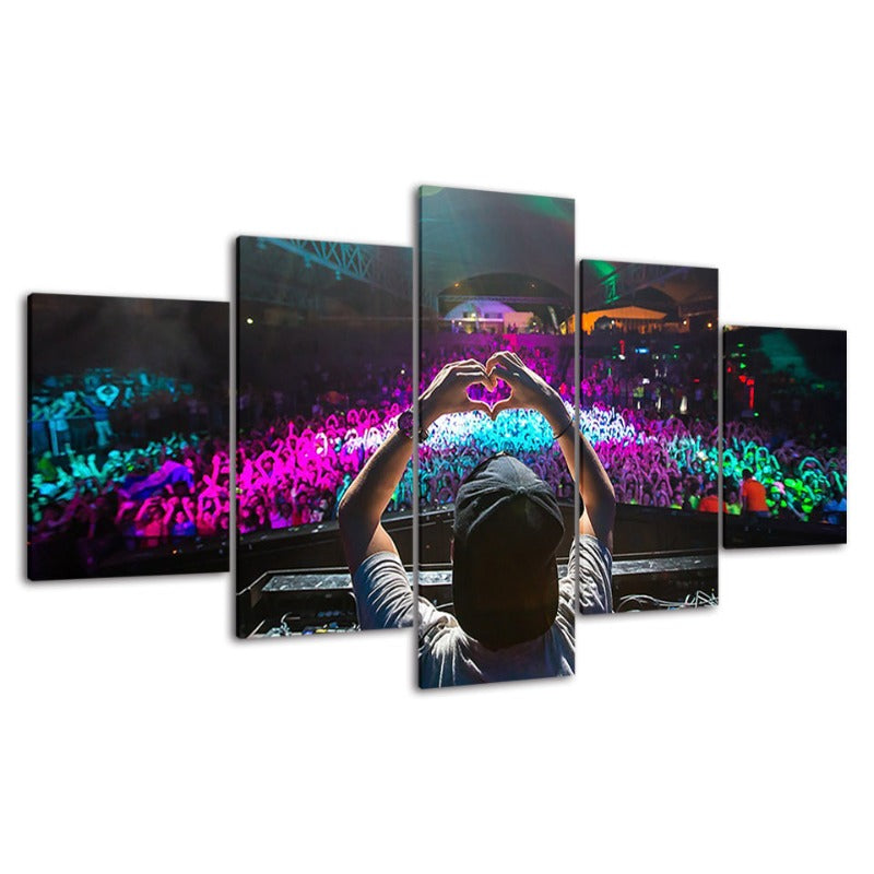 5 Piece Crowded DJ Concert - Canvas Wall Art Painting | Bowlift