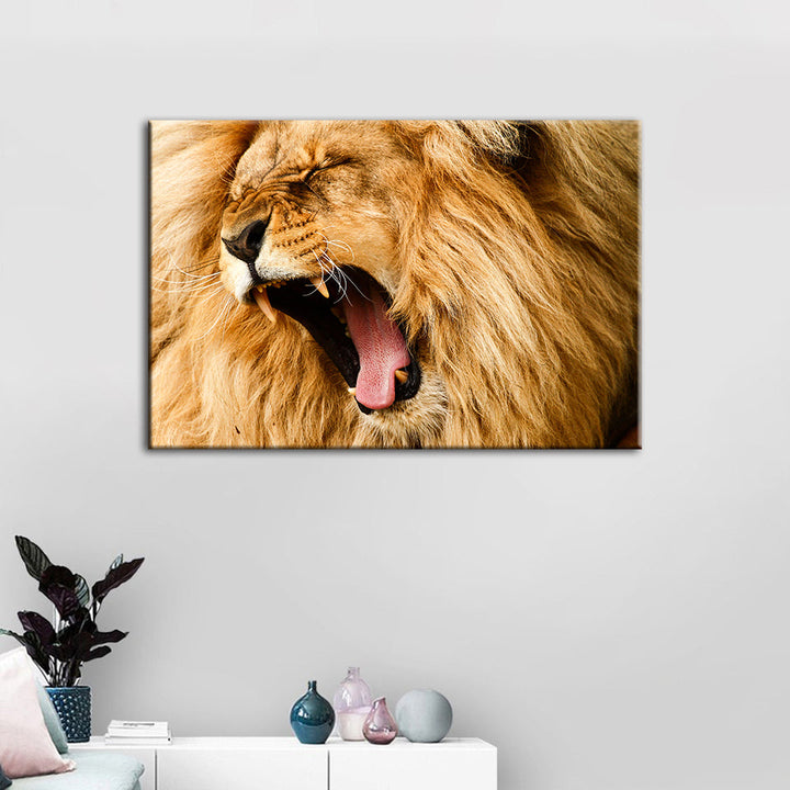 Enraged Lion's Roar - Canvas Wall Art Painting | Bowlift
