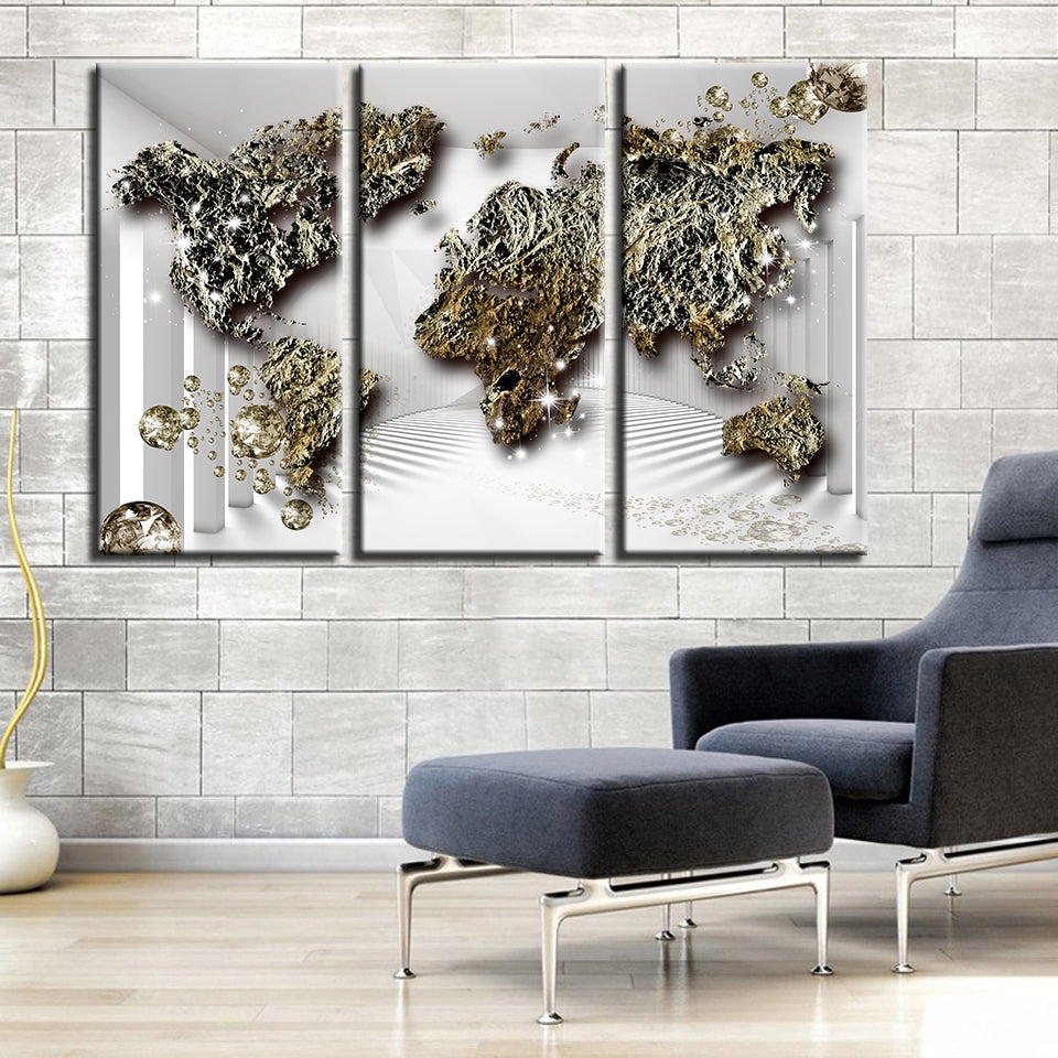 Classic Old Age Rustic World Map-Canvas Wall Art Painting | Bowlift