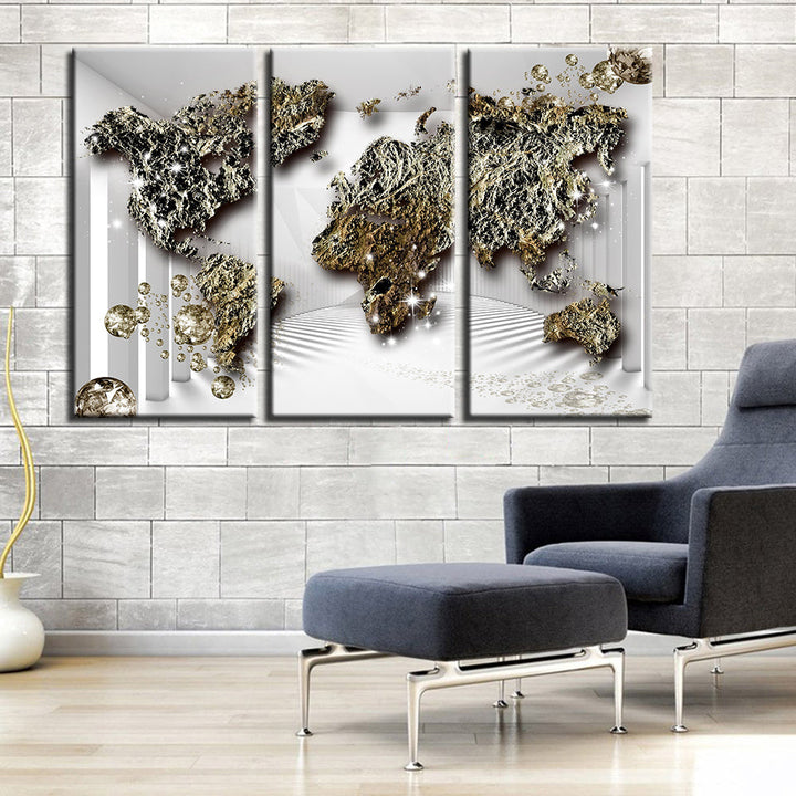 Classic Old Age Rustic World Map-Canvas Wall Art Painting | Bowlift