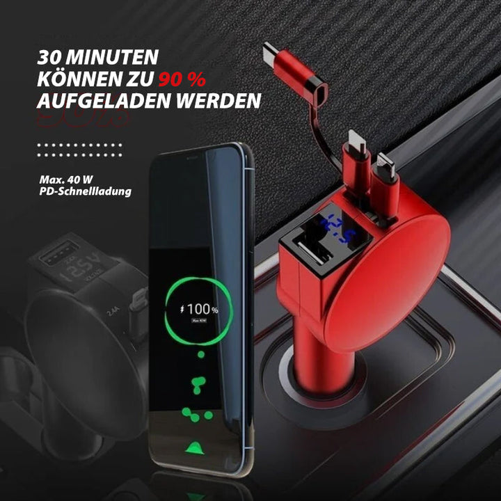 BowLift | 3-in-1 retractable quick charge car adapter