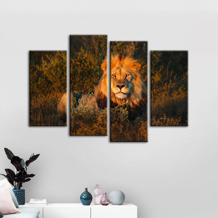 4 Piece Divine Sunset Lion - Canvas Wall Art Painting | Bowlift