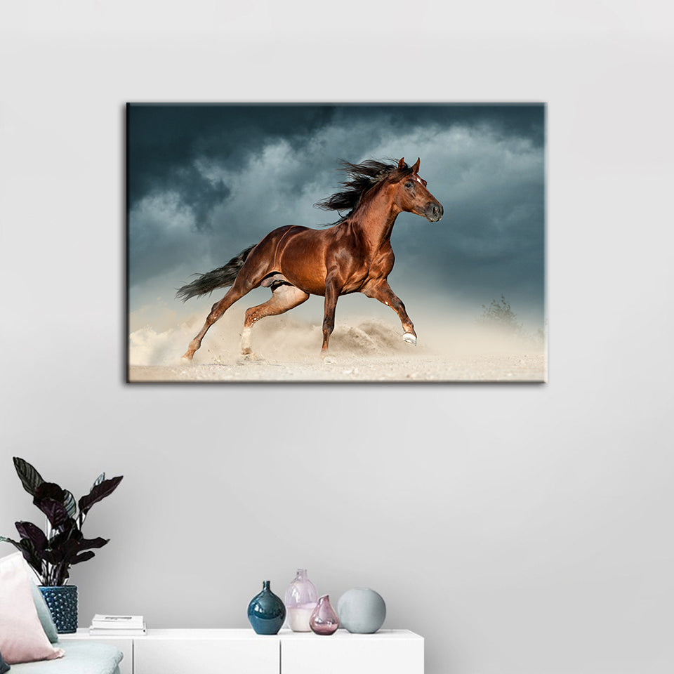 Brown Horse In Desert- Canvas Wall Art Painting | Bowlift