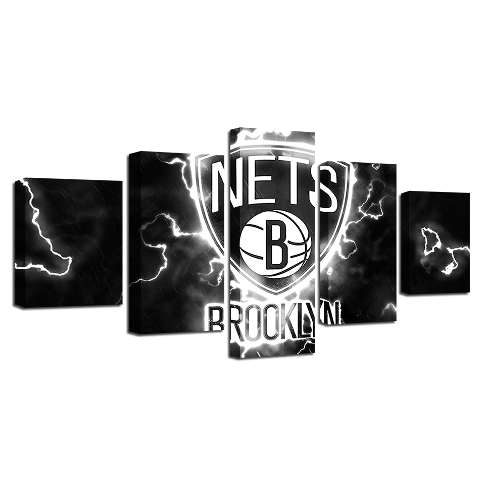 Voltaic Brooklyn Nets 5 Piece - Canvas Wall Art Painting | Bowlift