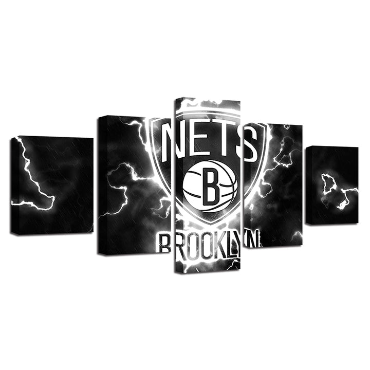 Voltaic Brooklyn Nets 5 Piece - Canvas Wall Art Painting | Bowlift