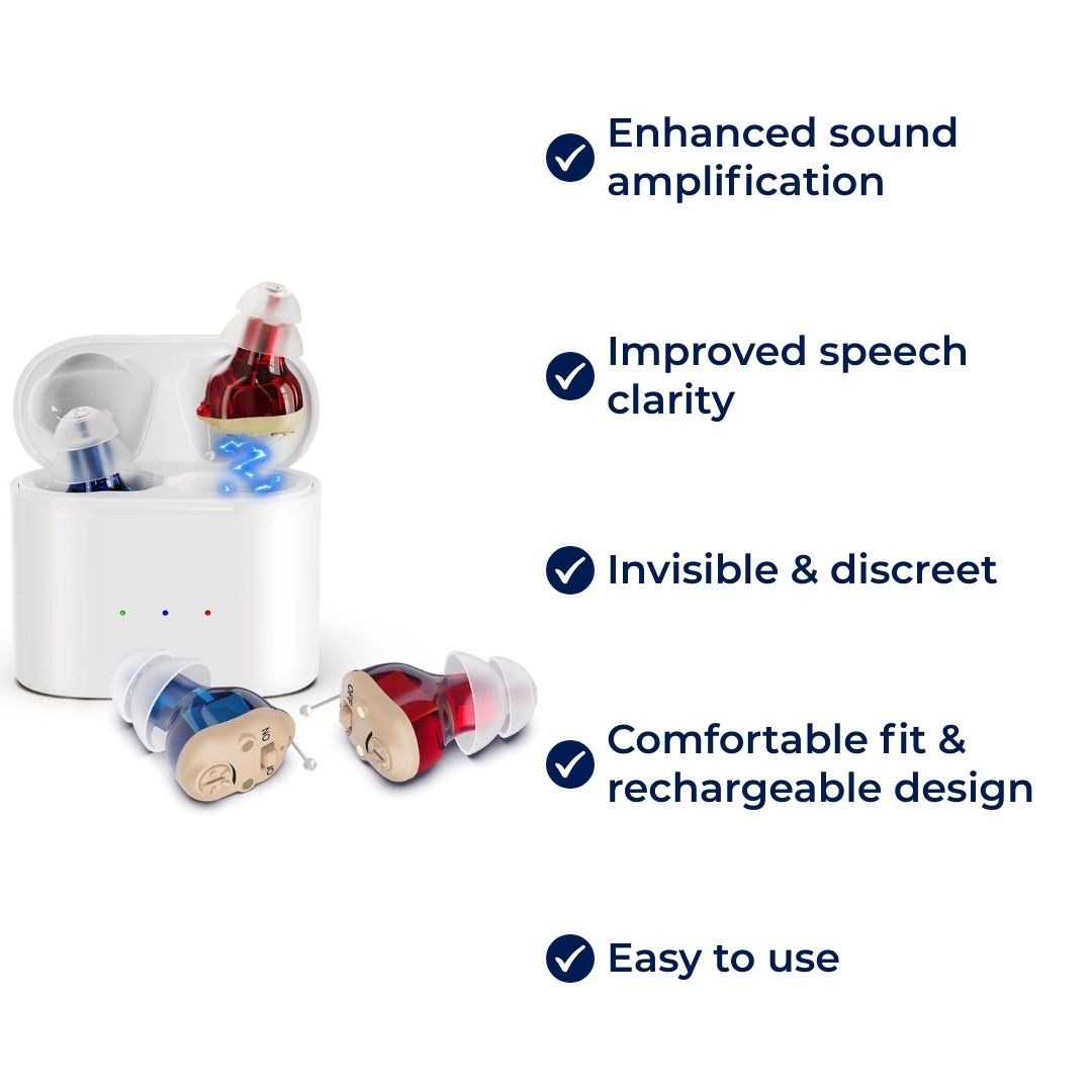SilentWave | Rechargeable Invisible Hearing Aids Pair - Amplify Sound - Improve Speech Clarity - Discreet Design Bowlift