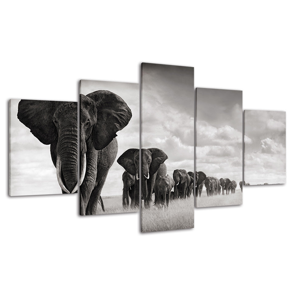 Imposing Elephants - Canvas Wall Art Painting | Bowlift