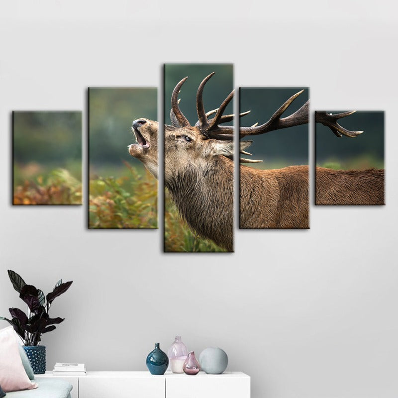 5 Piece Bleating Elk - Canvas Wall Art Painting | Bowlift