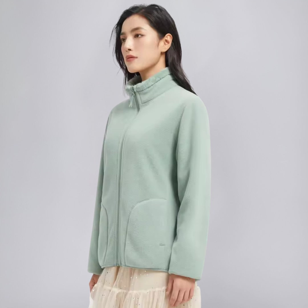 Fleece Zip Jacket with Stand Collar and Soft Interior