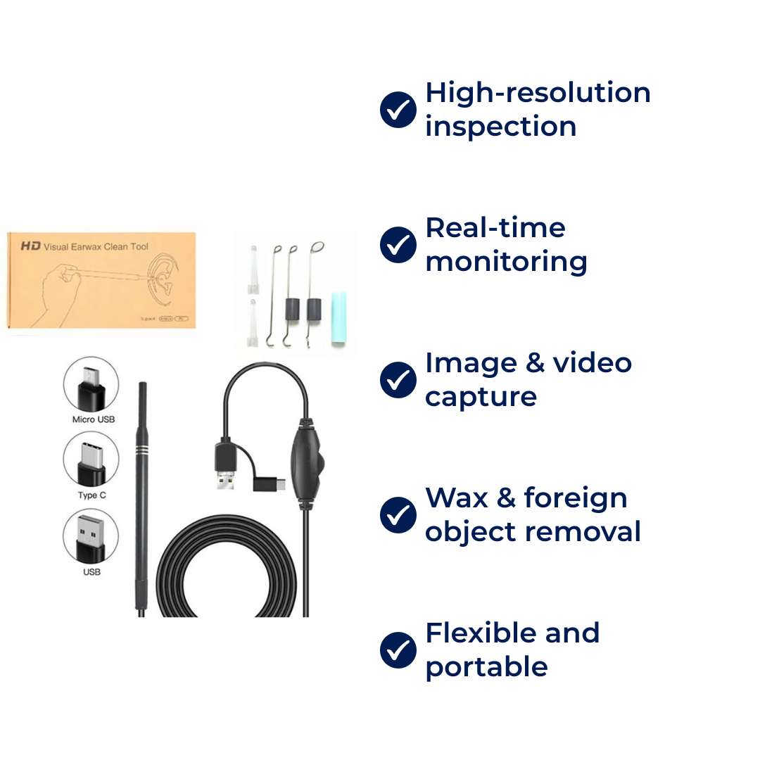 EarVision Professional Ear Endoscope – HD Inspection – Live Monitoring – Capture Images & Video – Removes Wax & Foreign Objects Bowlift