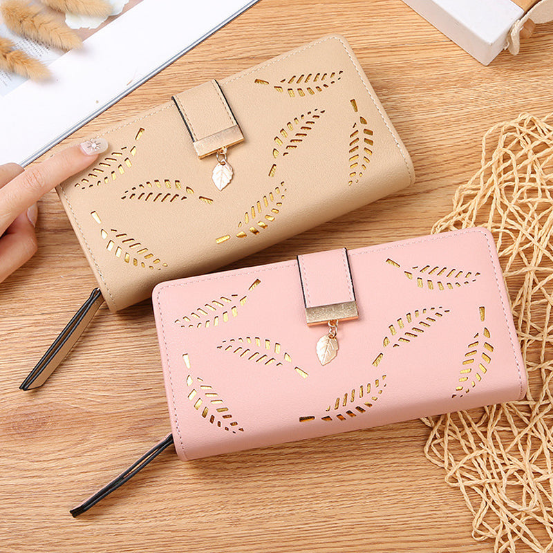 BowLift | Long wallet for women with leaf pattern