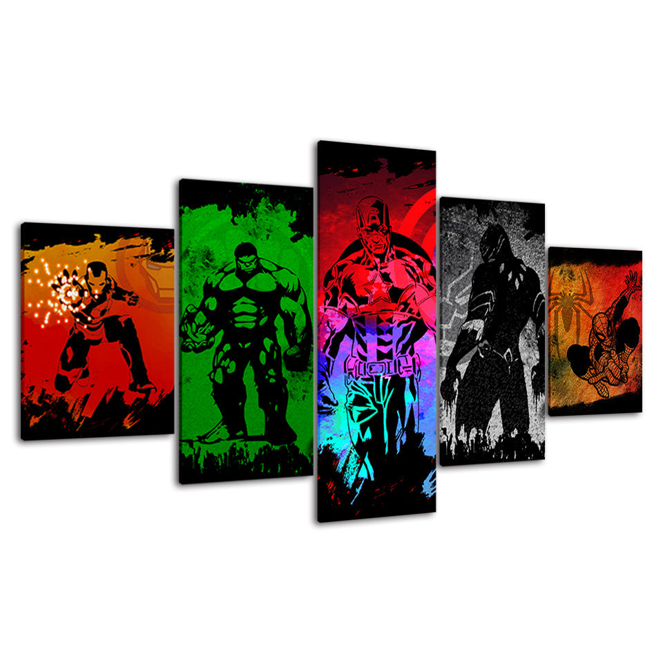 Multicolor Marvel Superheroes - Canvas Wall Art Painting | Bowlift