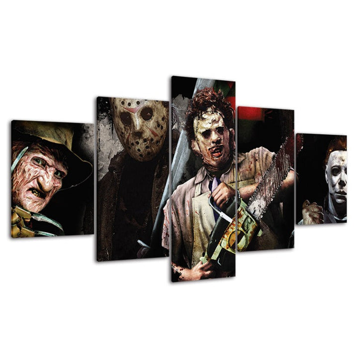 5 Piece Iconic Monster And Killers - Canvas Wall Art Painting | Bowlift