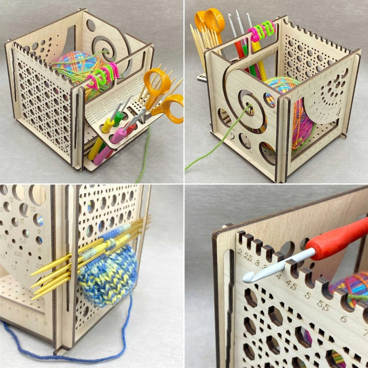 BowLift | All-in-one Wood Yarn Bowl - Multifunctional Knitting Tool