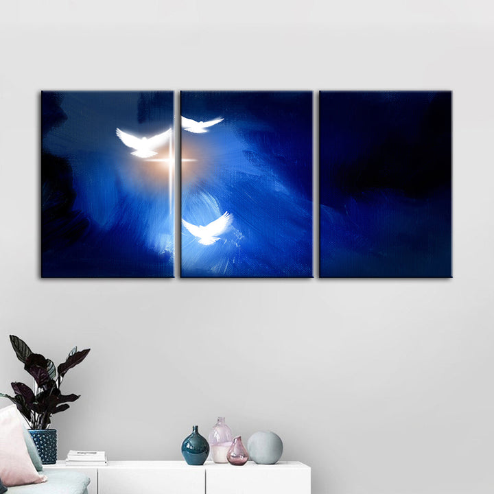 Shining Doves 3 Piece - Canvas Wall Art Painting | Bowlift