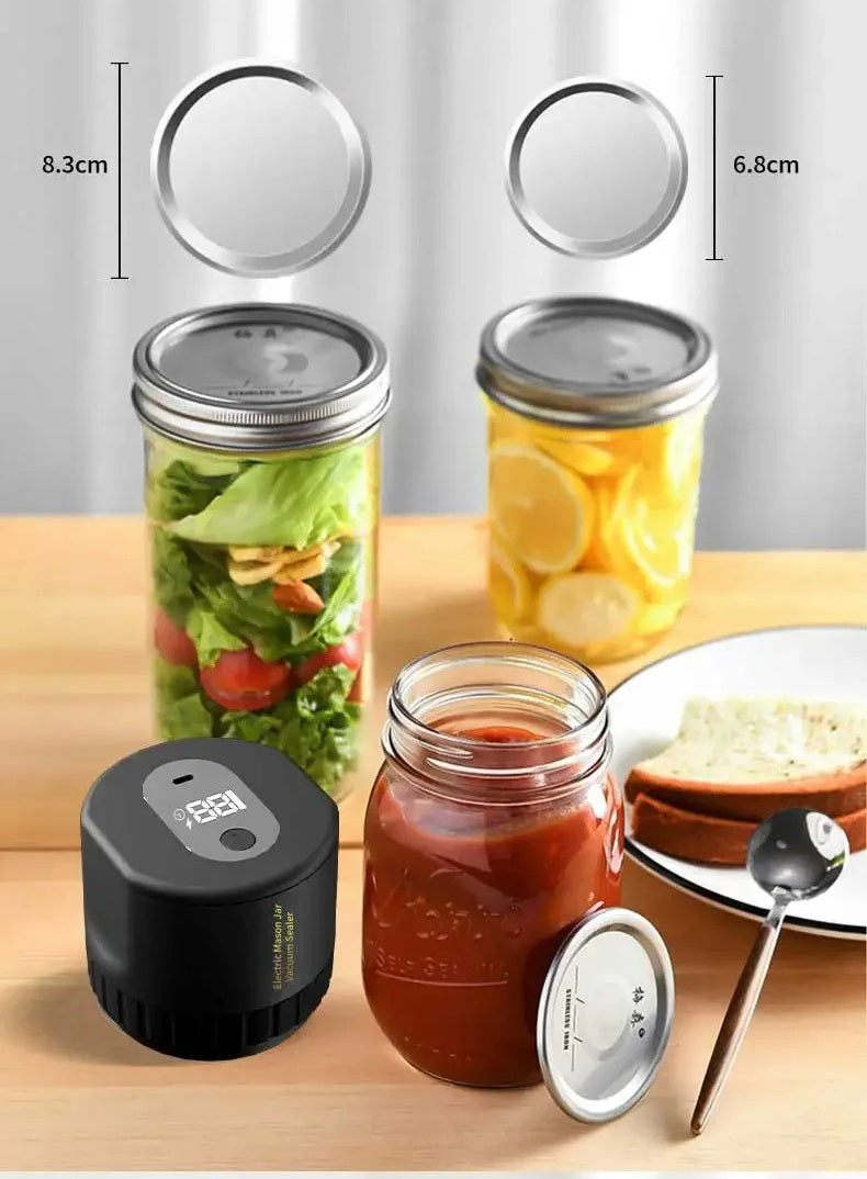 BowLift | Cordless Mason Jar Vacuum Sealer Kit – Wide Mouth Food Preservation System with Airtight Electric Seal