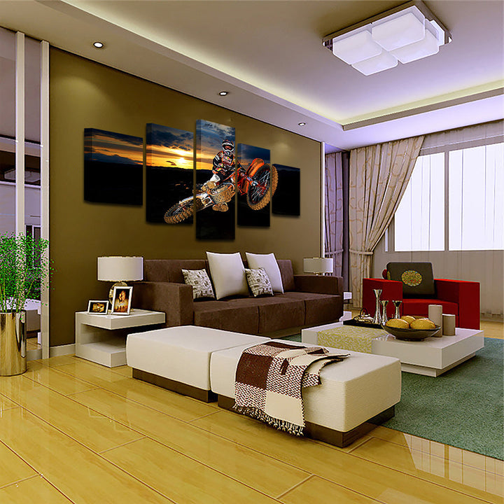 Motorbike Soaring 5 Piece - Canvas Wall Art Painting | Bowlift