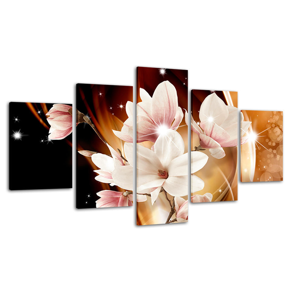 Deep Magnolias 5 Piece - Canvas Wall Art Painting | Bowlift