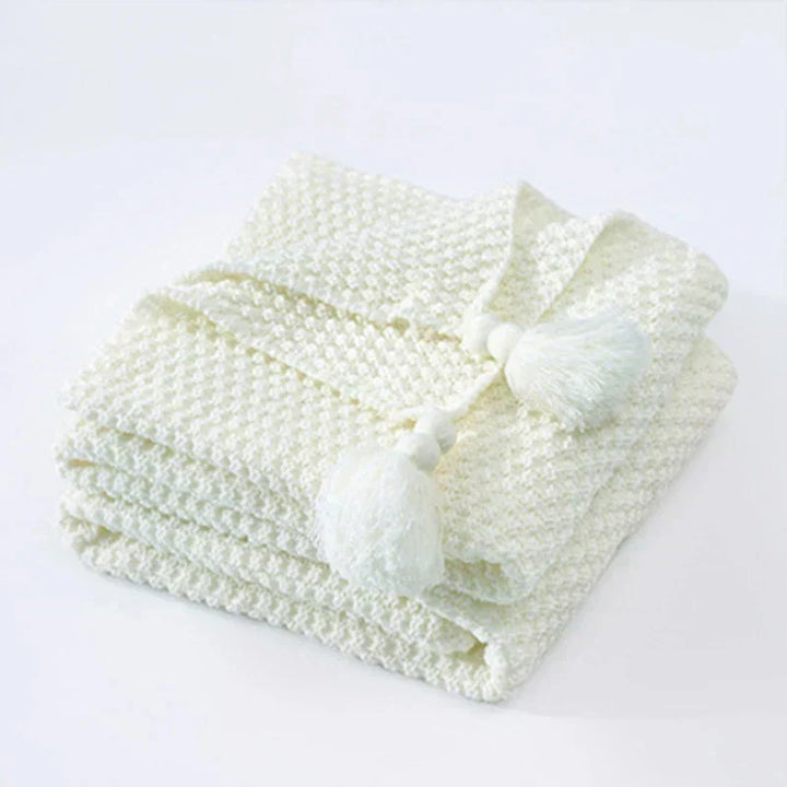 BowLift | NordiWrap Knitted Wool Blanket with Tassels | Nordic Design | Cozy & Elegant | Perfect for Home