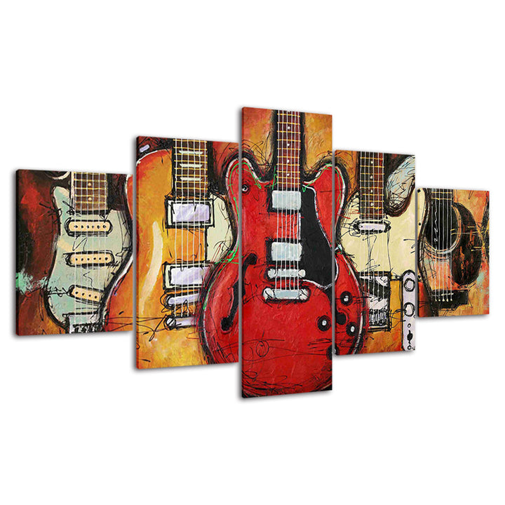 Guitars On Guitars - Canvas Wall Art Painting | Bowlift