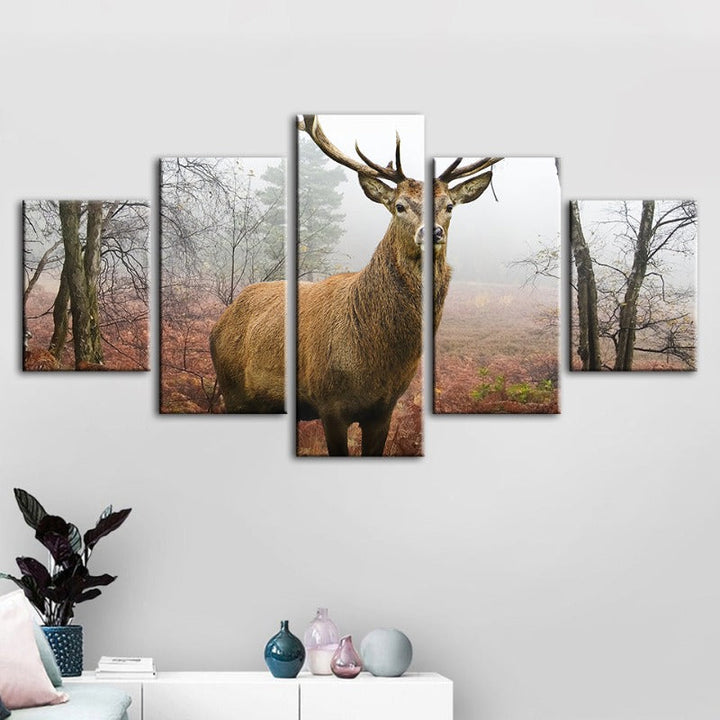 5 Piece Misty Fall Deer - Canvas Wall Art Paintings | Bowlift