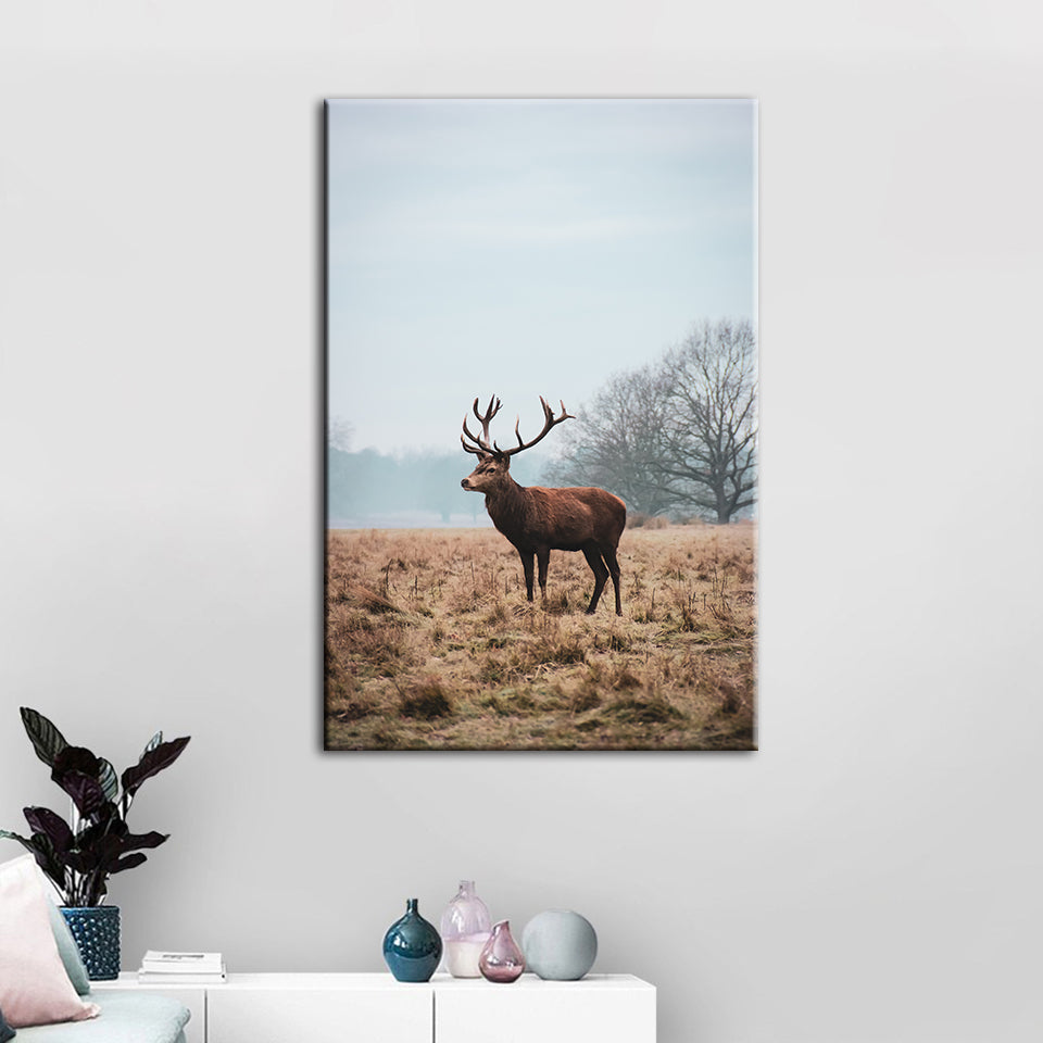 Regal Deer in the Plains - Canvas Wall Art Painting | Bowlift